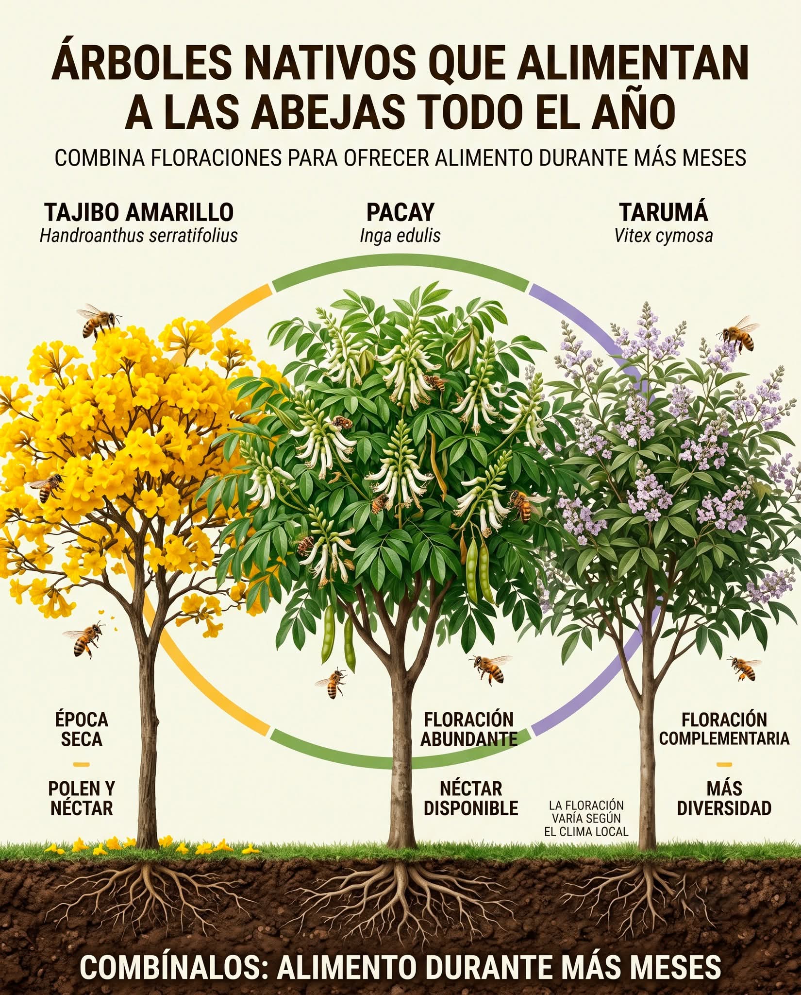 arboles, abejas