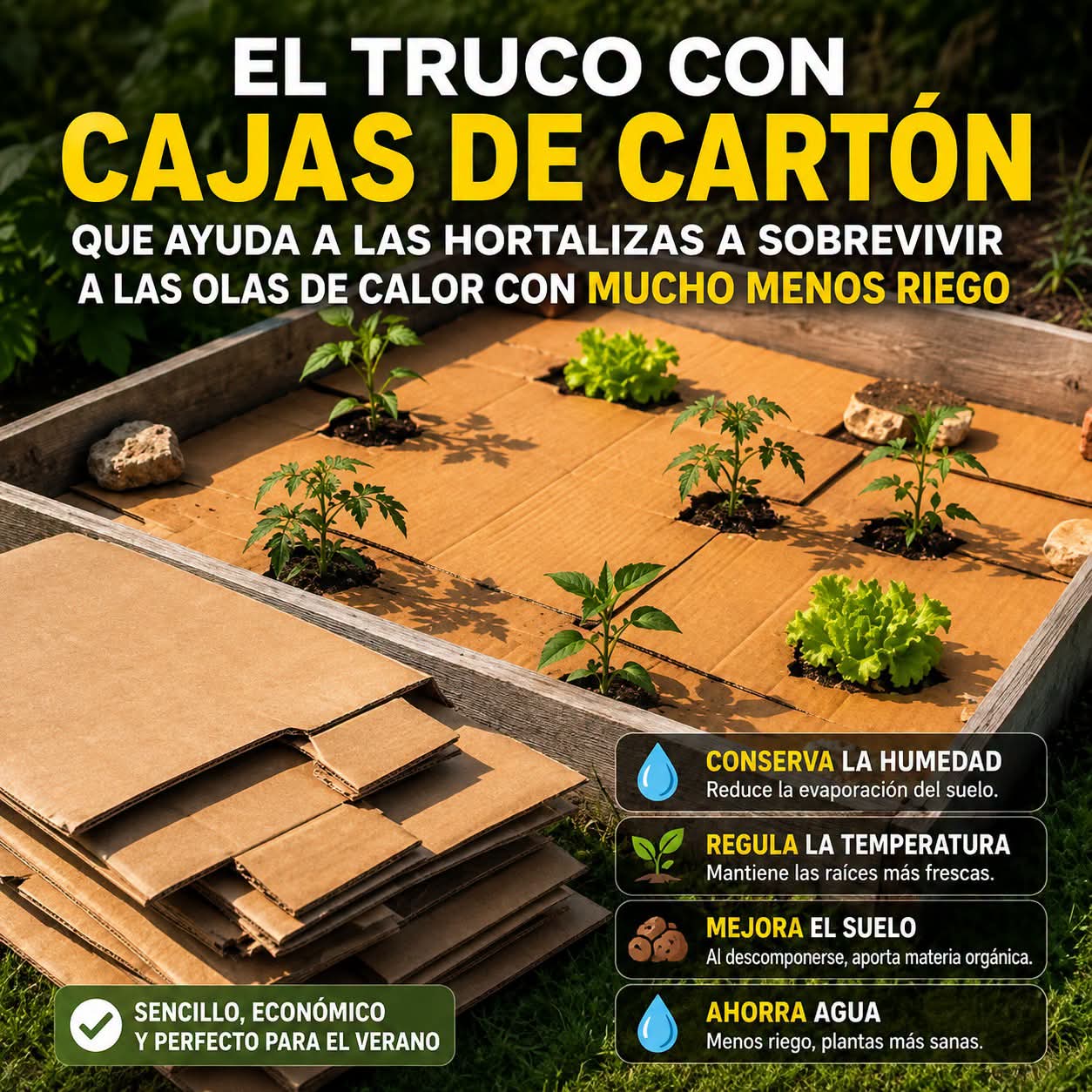carton, calor, riego
