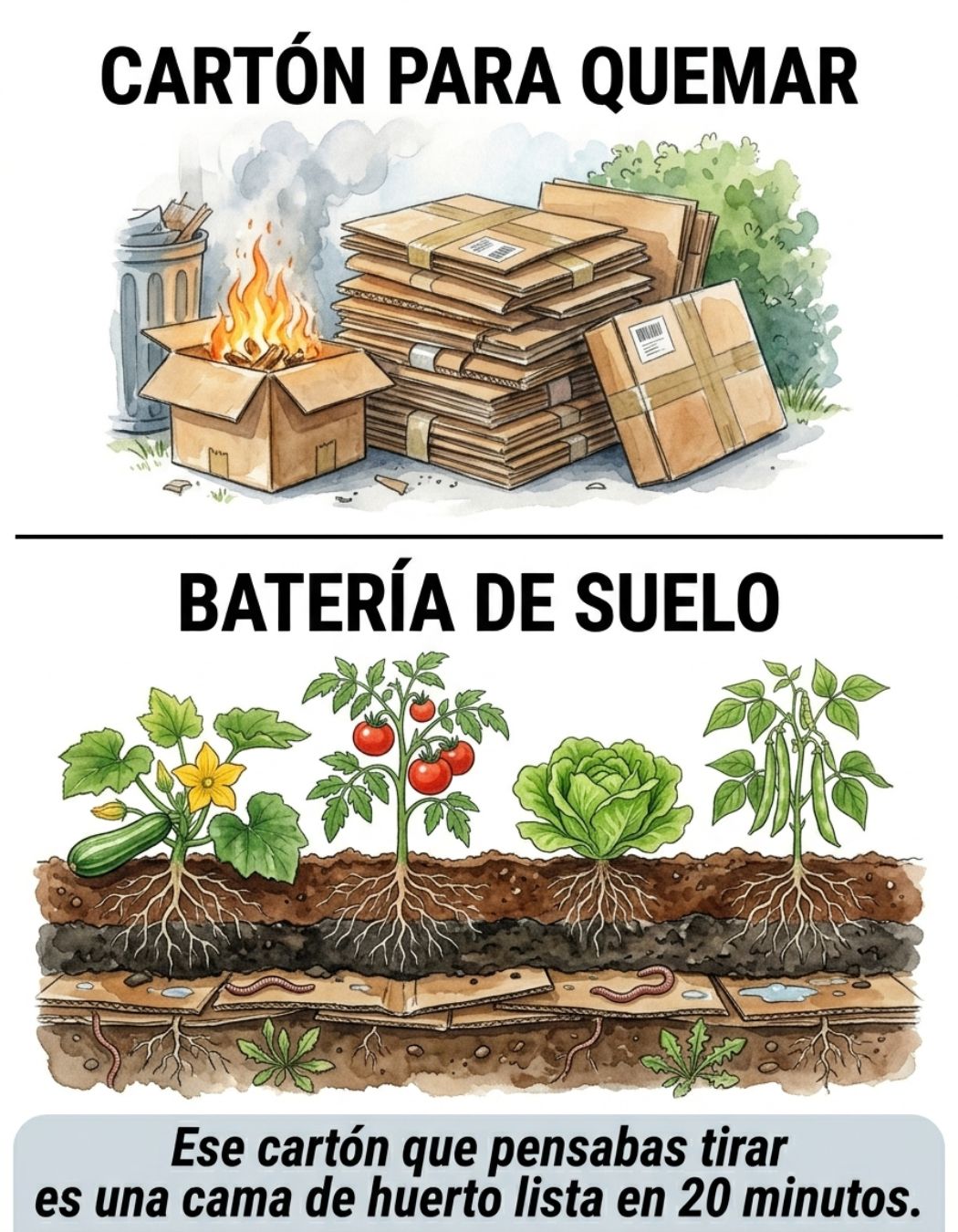 carton, cama, huerto