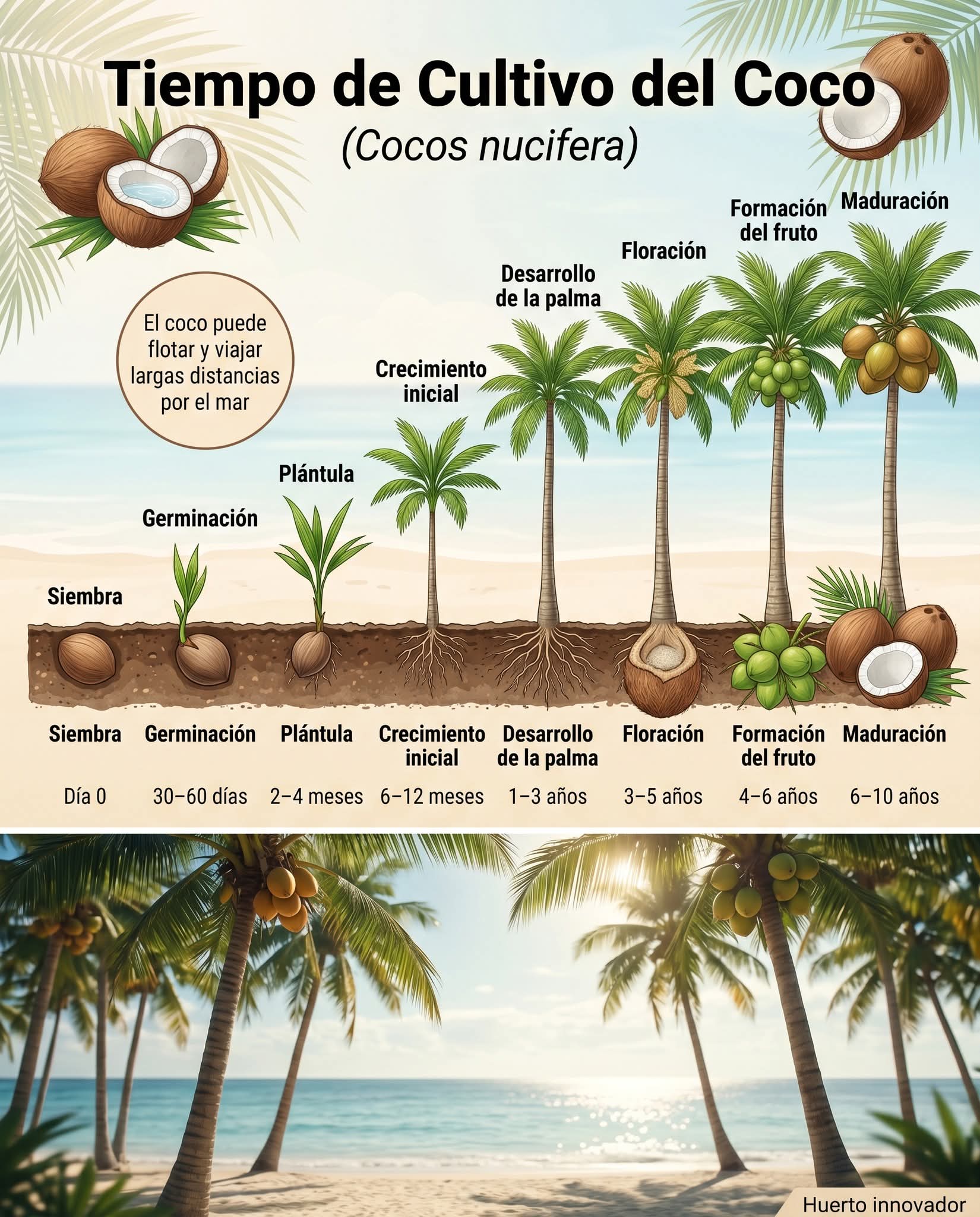 coco, tiempo, cultivo