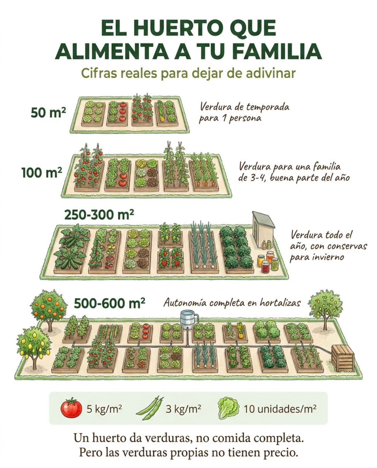 huerto, tamano