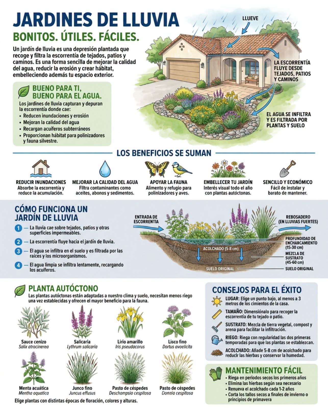 jardin, lluvia
