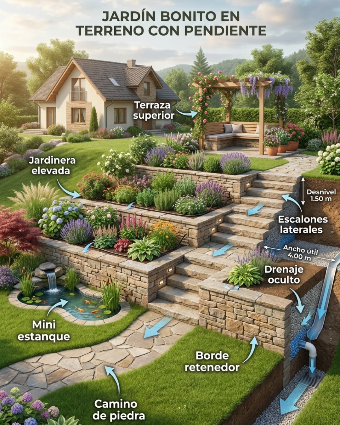 jardin, pendiente