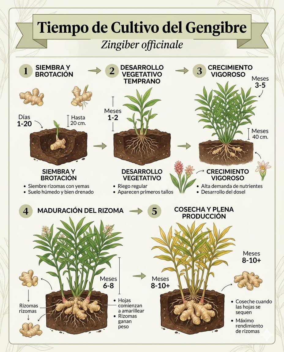 jengibre, tiempo, cultivo