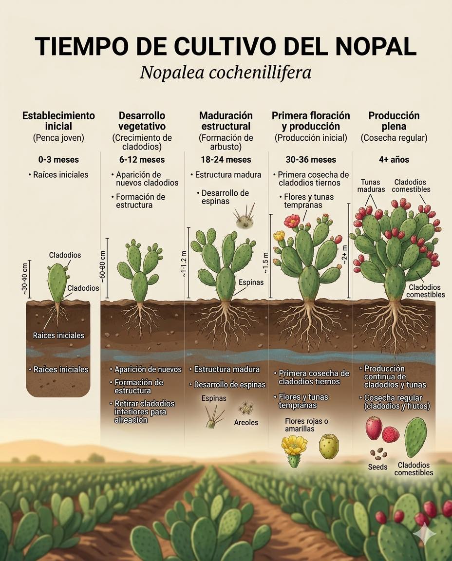 nopal, tiempo, cultivo