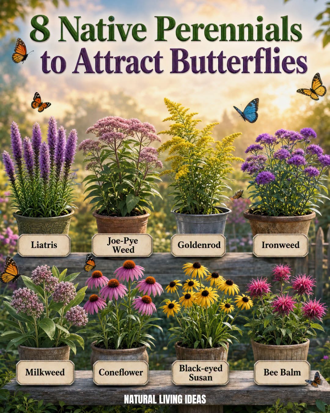 plantas, perennes, mariposas