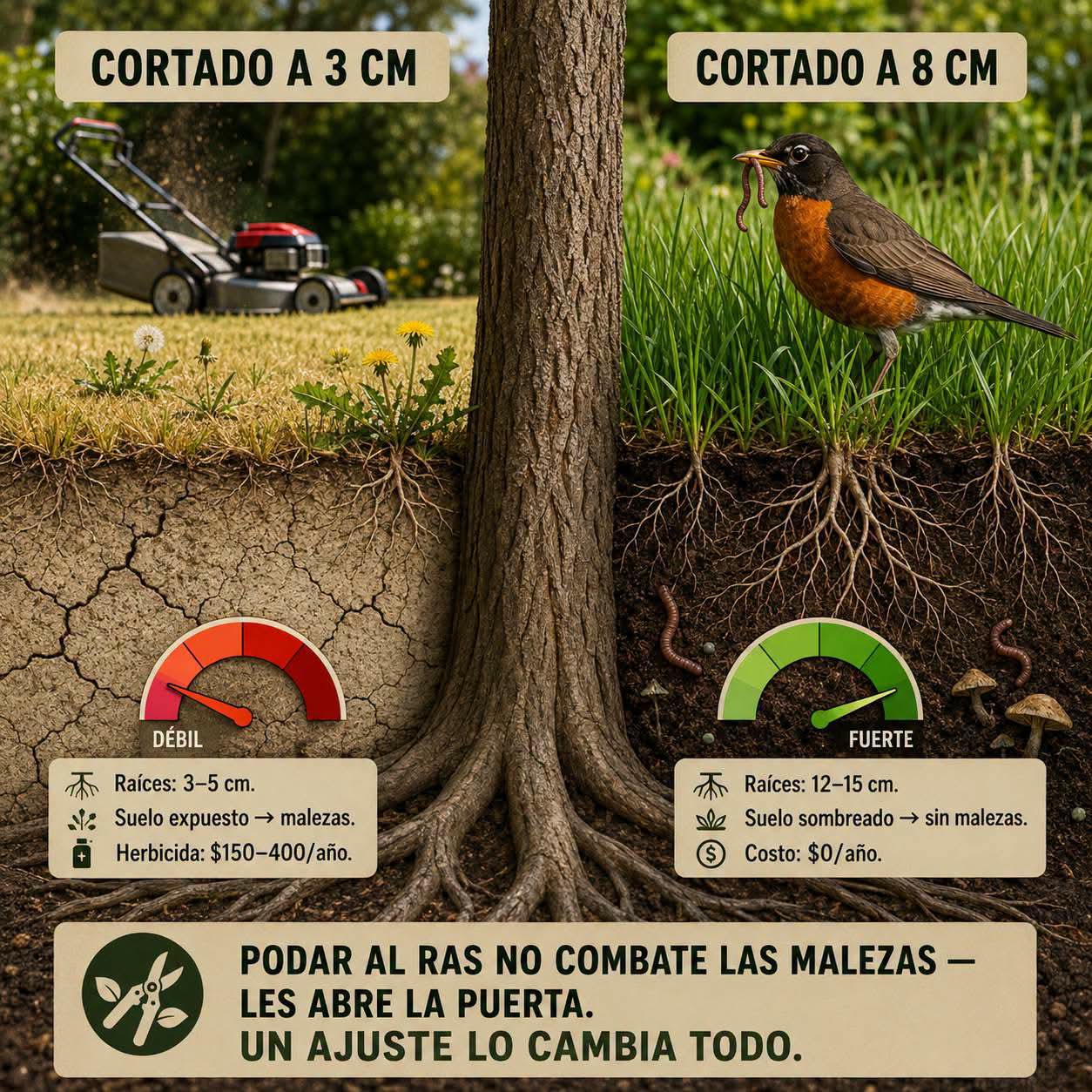 poda, cesped