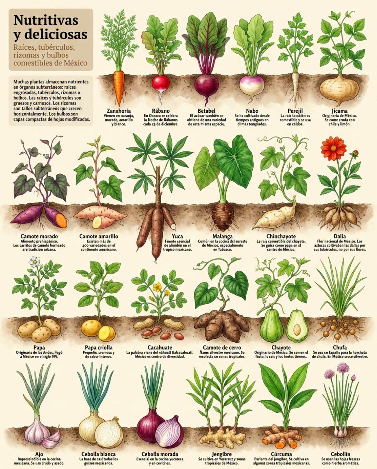 raices, tuberculos, rizomas, bulbos