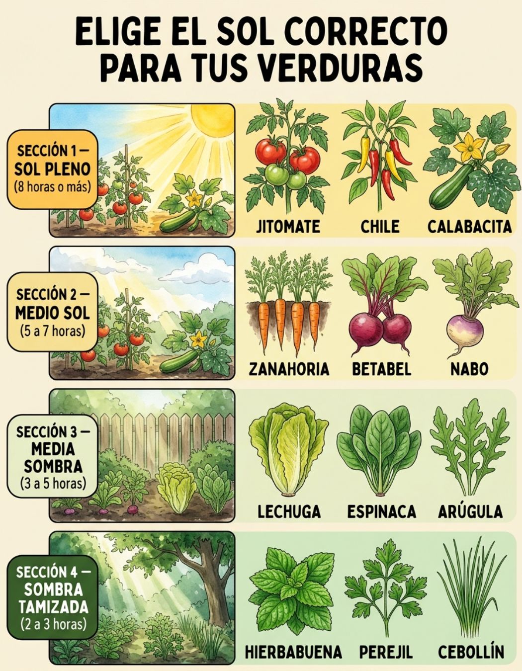 sol, verduras