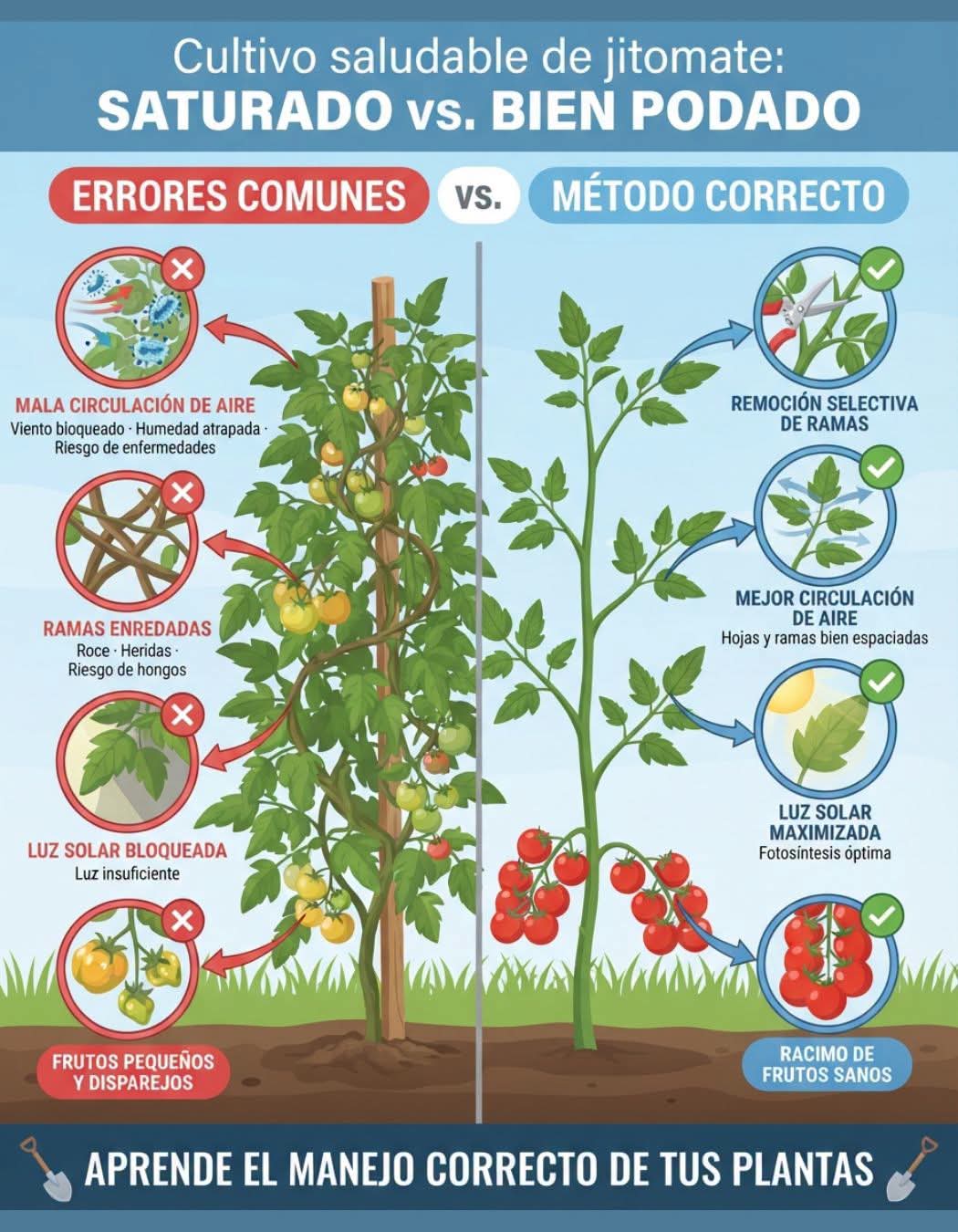 tomate, podado