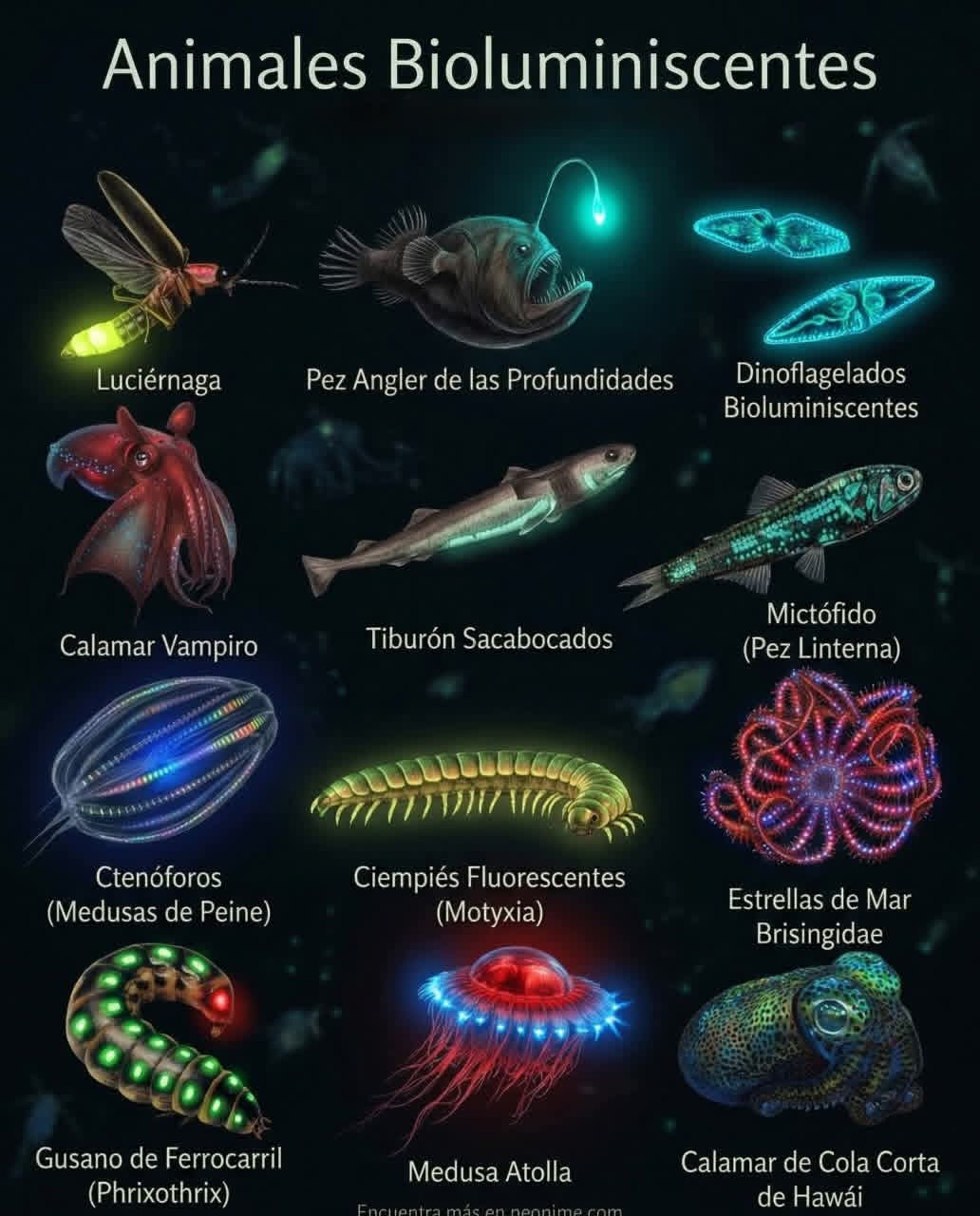 animales, bioluminiscentes