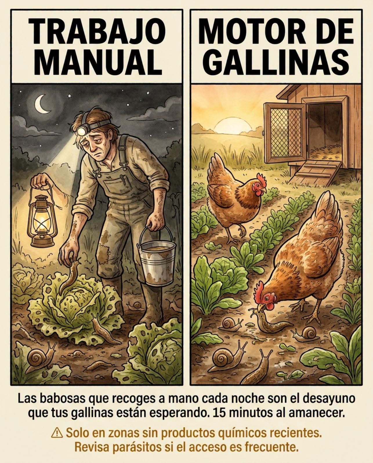 babosas, gallinas