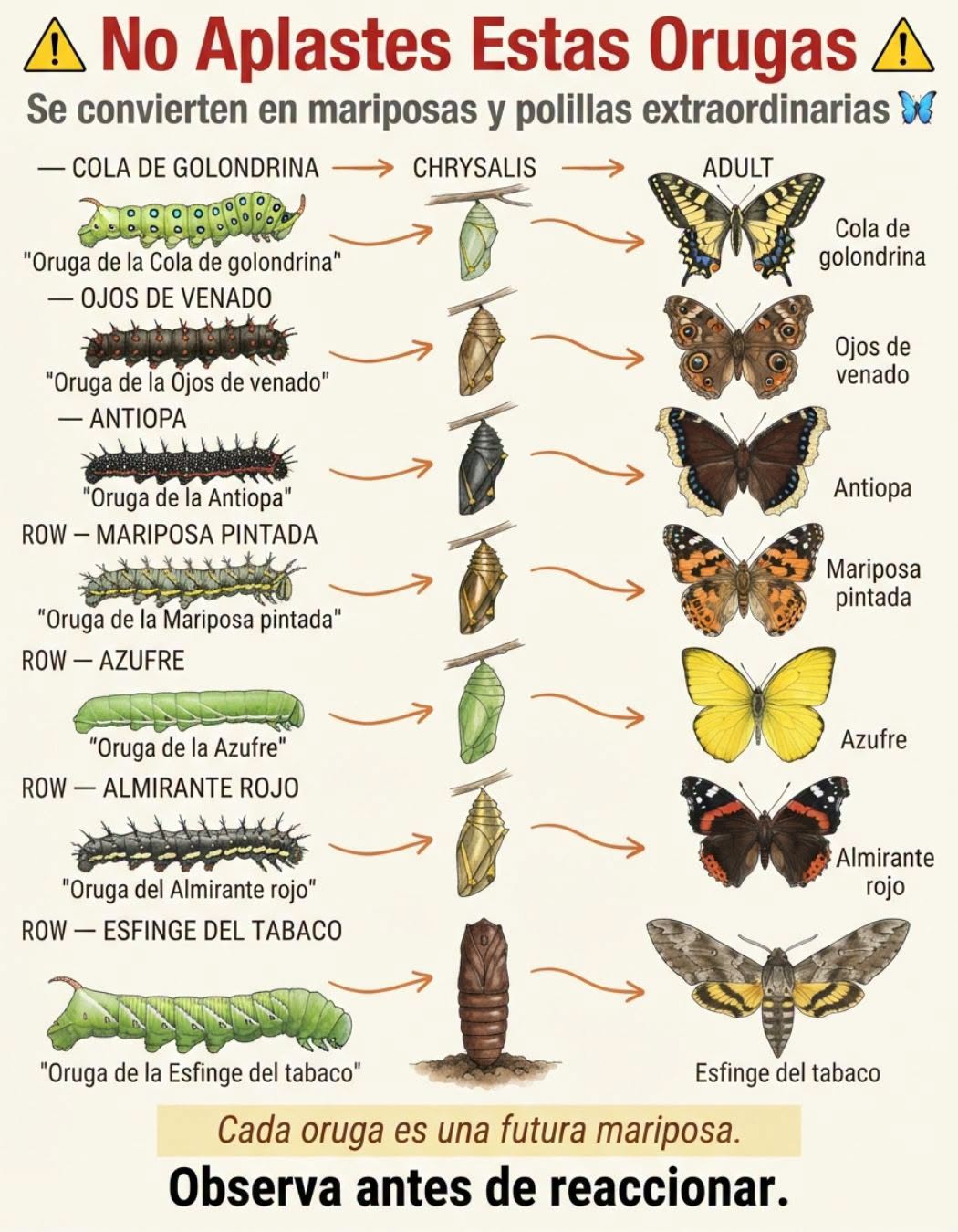 orugas, mariposas