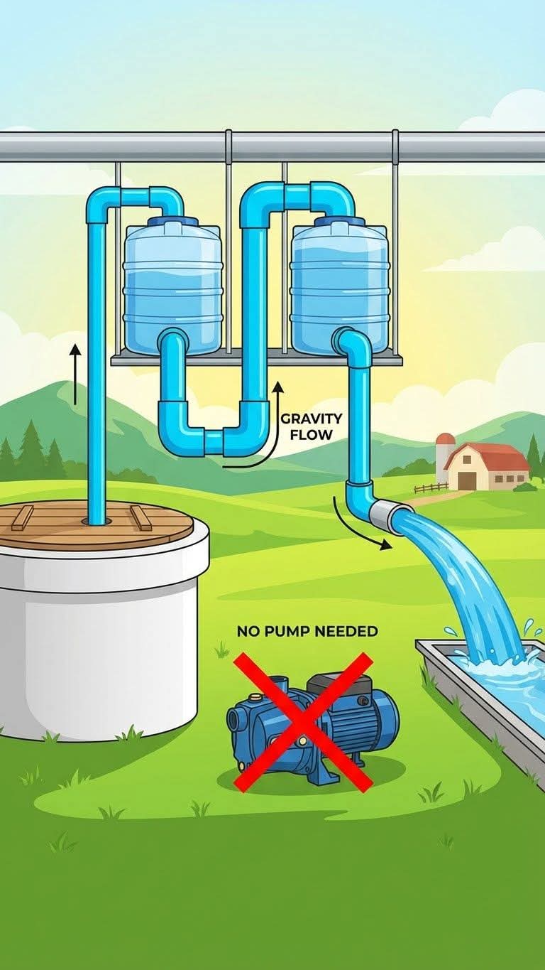 sacar, agua, gravedad