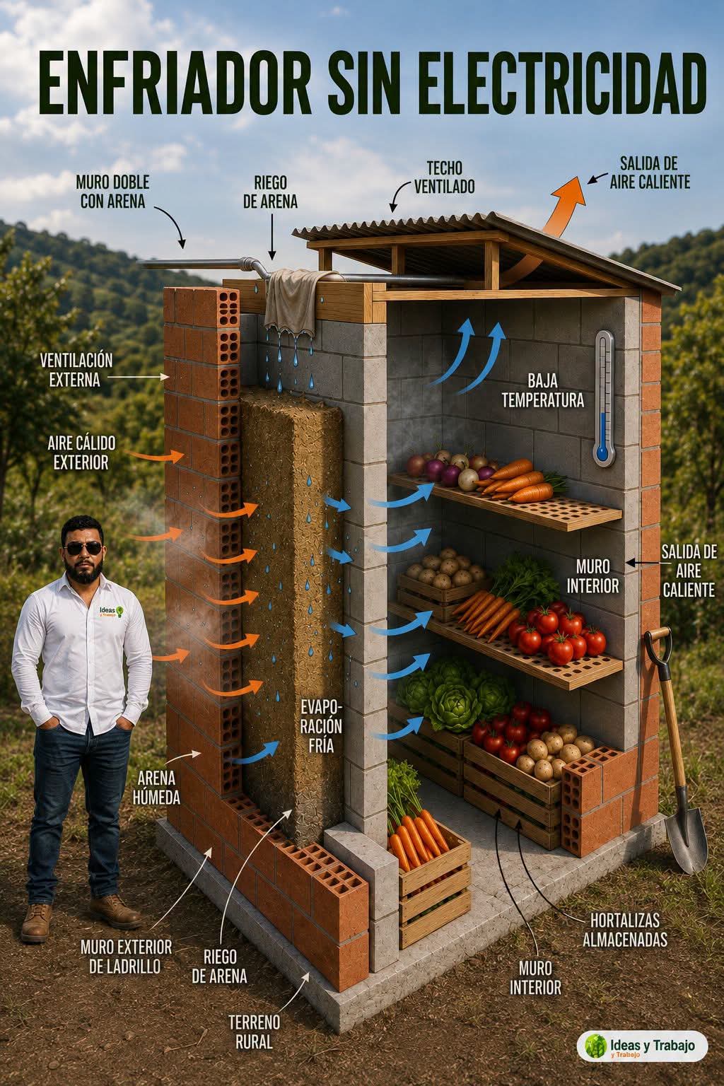 enfriador, sin, electricidad