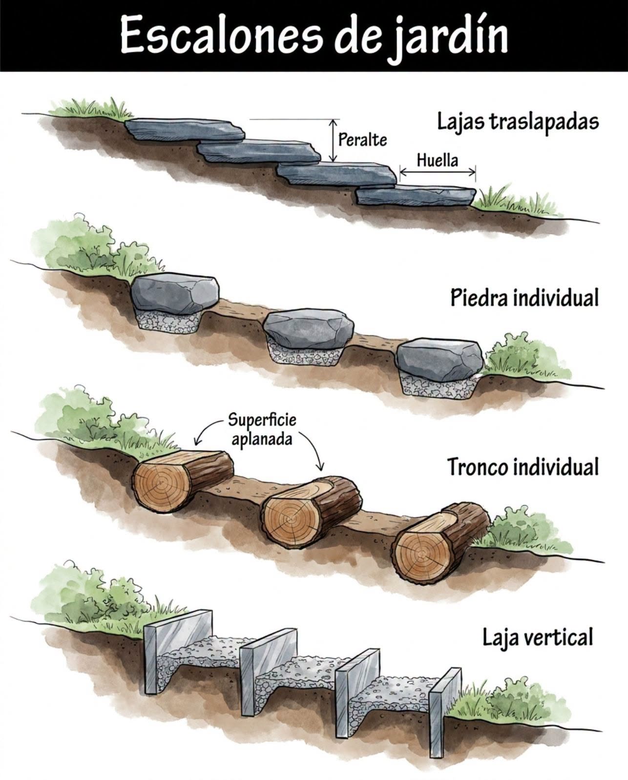 escalones, jardin