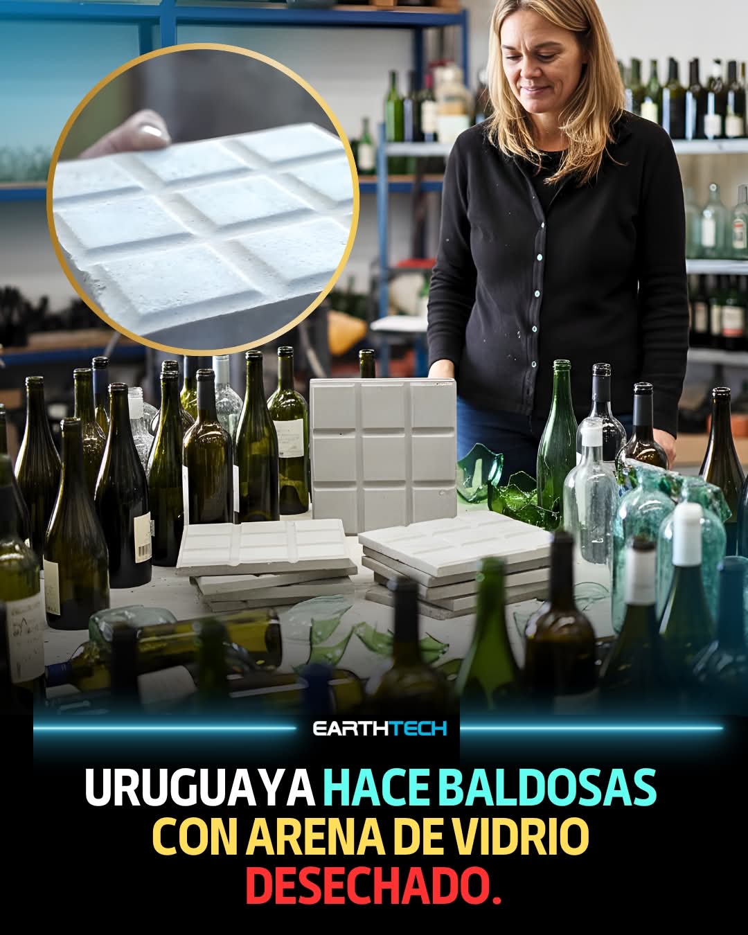 baldosa, arena, vidrio