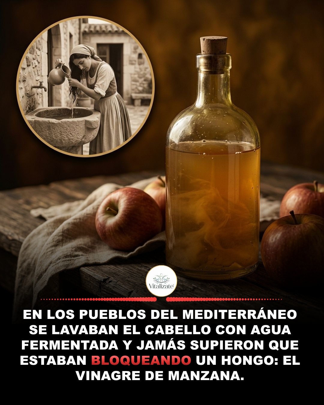 cabello, vinagre, manzana